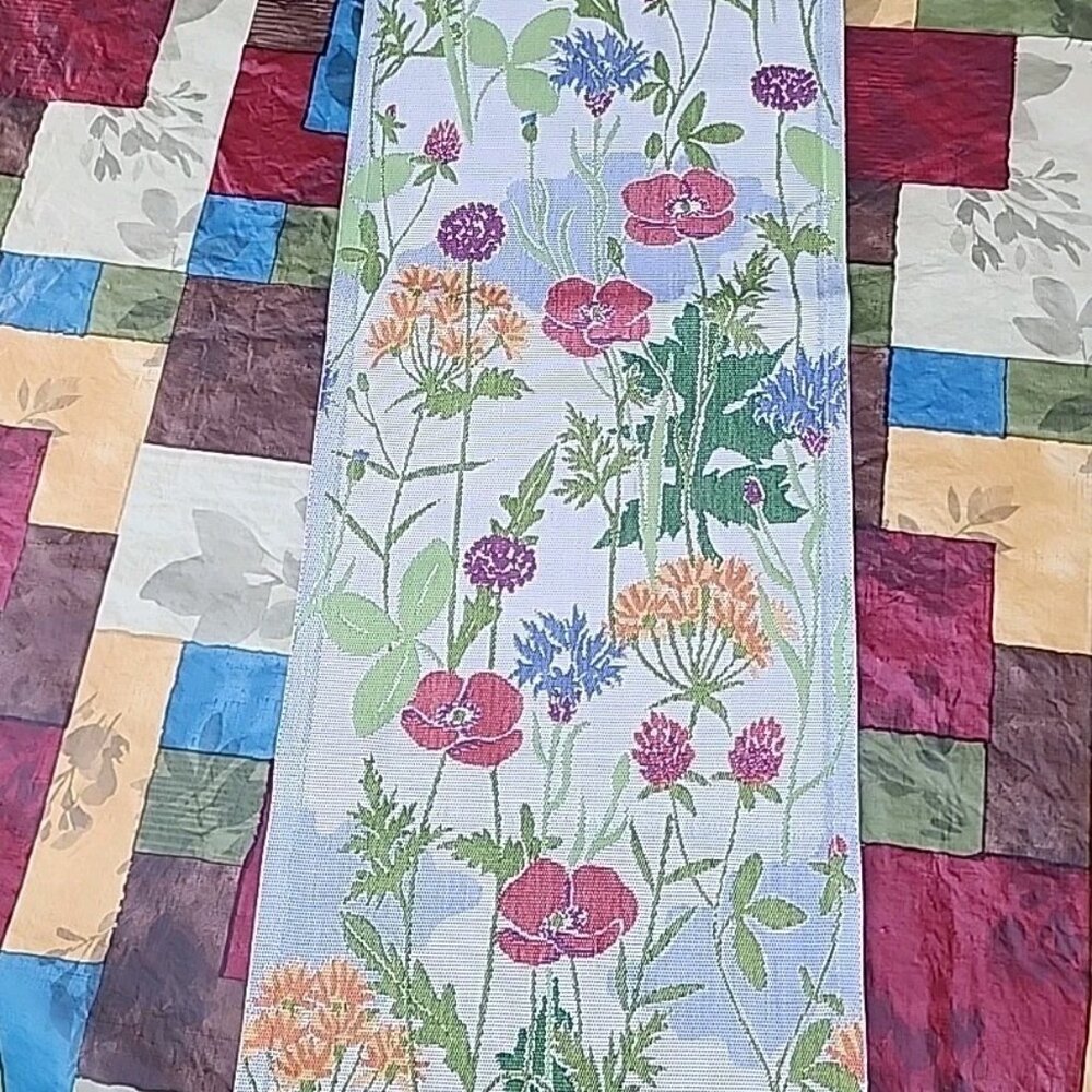 Ekelund Sweden Alpine Flowers Cotton Tapestry Poppy Botanical VTG Table Runner - Picture 7 of 11